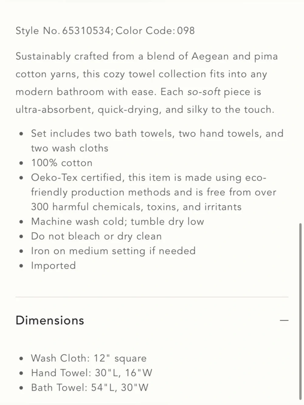 Anthropologie Organic Turkish Cotton Towel Collection *NWOT